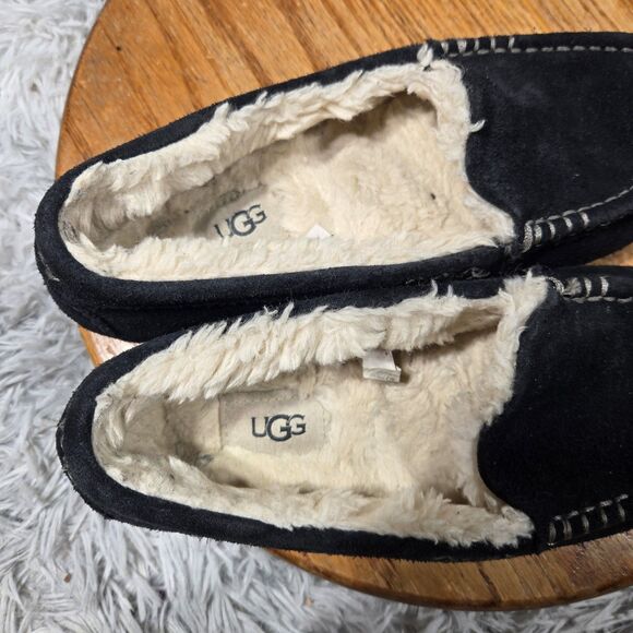 Ugg Ansley Womens Size 8 Black Suede Shearling/Sherpa Slippers  House Shoes - Picture 6 of 9